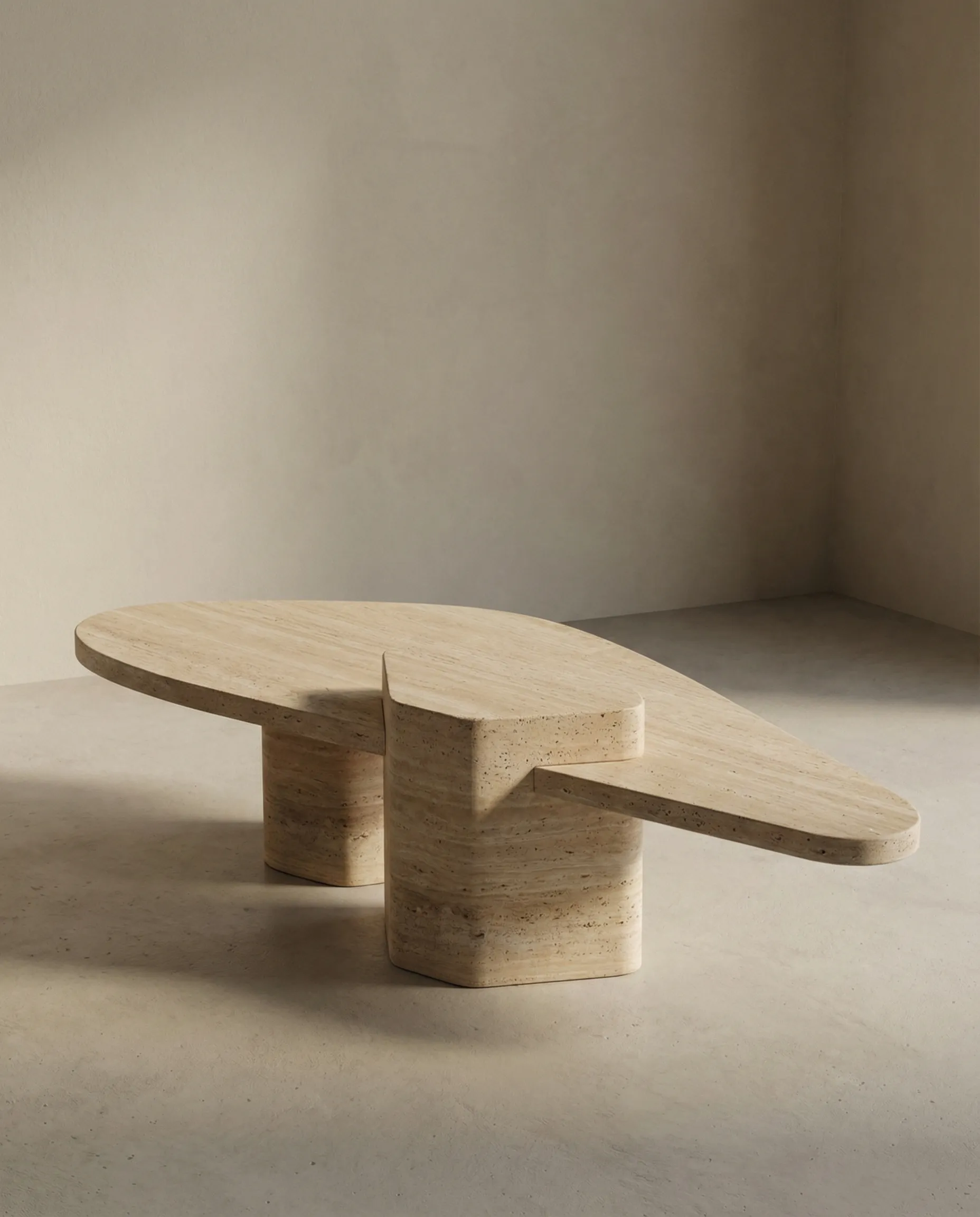 Eclisse coffee table in Beige Travertine